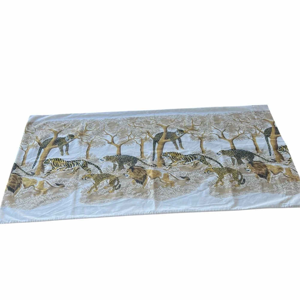Vintage Tastemaker Big Cat Safari Pillowcase King Size 50/50 Made in USA 70s GUC